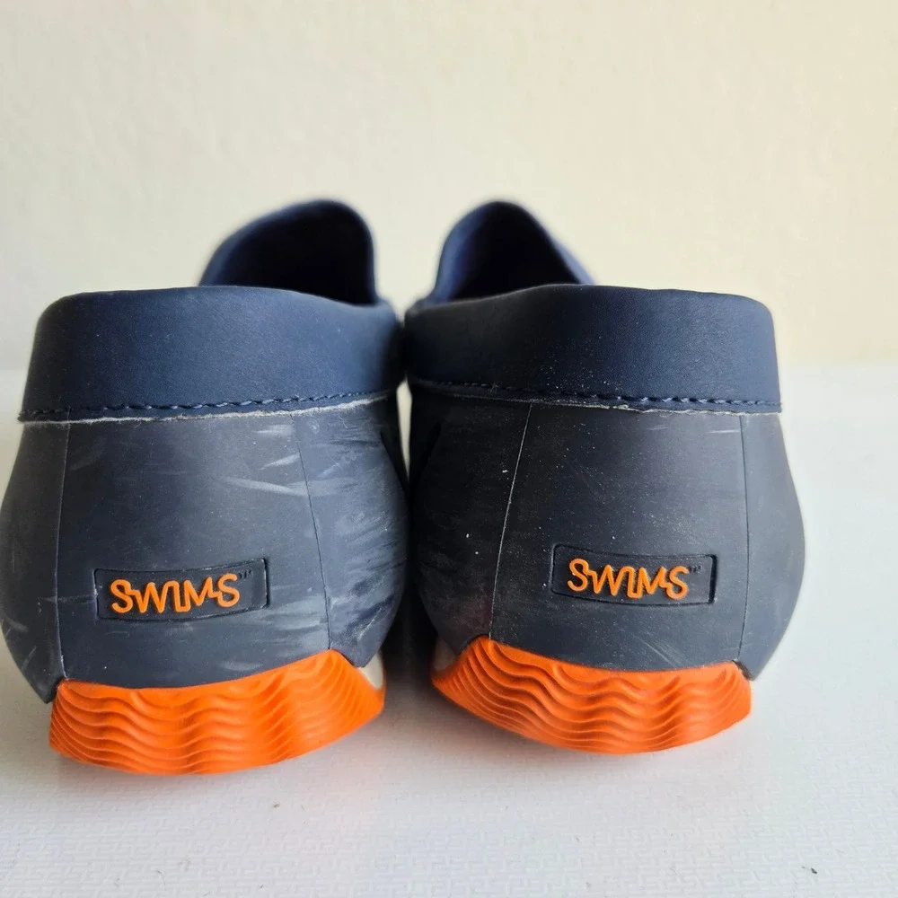 SWIMS Mens Loafers Navy Blue Orange Water‎ Resistant Boat Shoes SW-001 Size 10